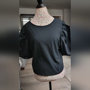 a new day Black Ruffle Sleeve Blouse Size XL